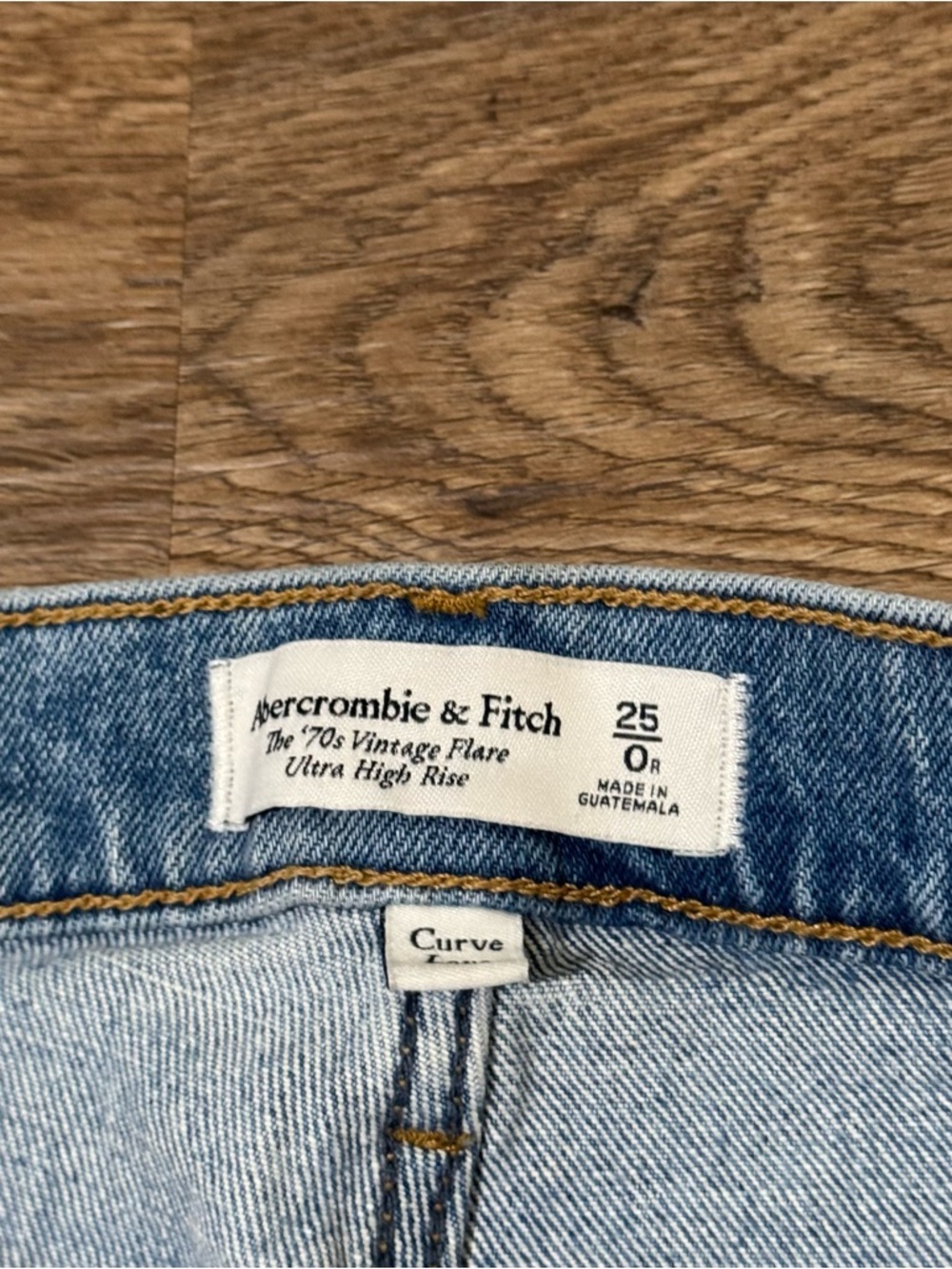 Abercrombie High Rise 70s Vintage Flare Curve Love Bootcut Jean Sz 0/25 - Picture 6 of 8